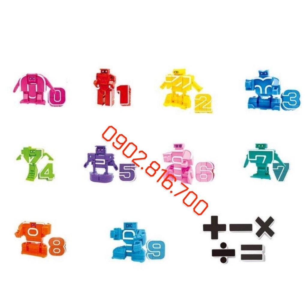 Bộ lắp ráp Robot biến hình số 0 đến 9 và ký hiệu toán học dấu cộng trừ nhân chia bằng 15 chi tiết