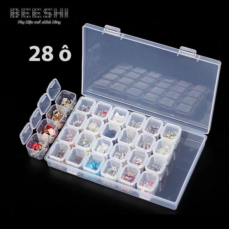 hộp đựng đá và phụ kiện charm nail 28 ô có thể tháo rời -beeshi shop nail