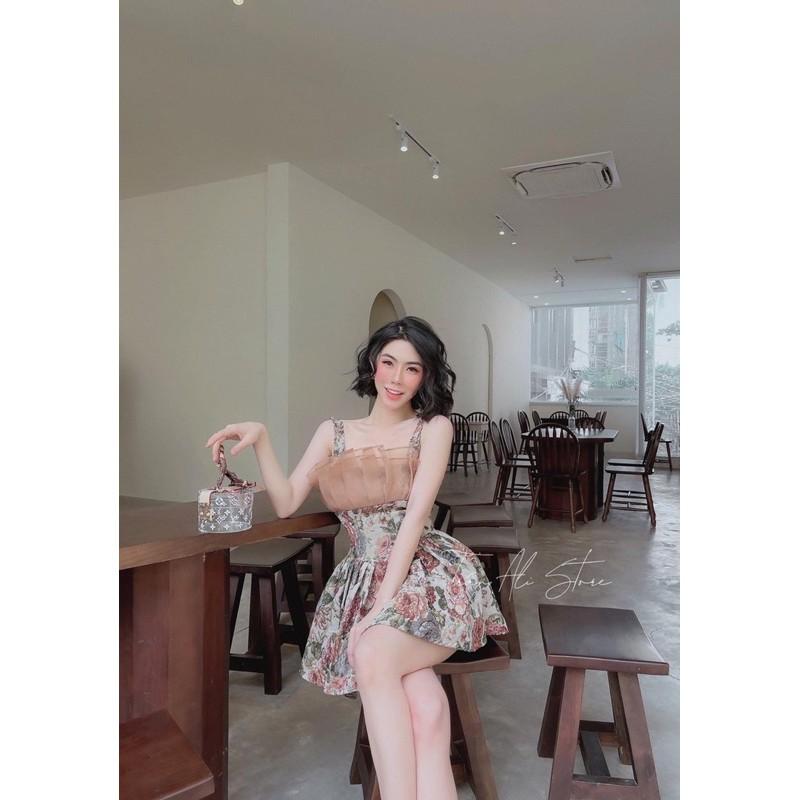 ĐẦM GẤM XOÈ XẾP TƠ NGỰC