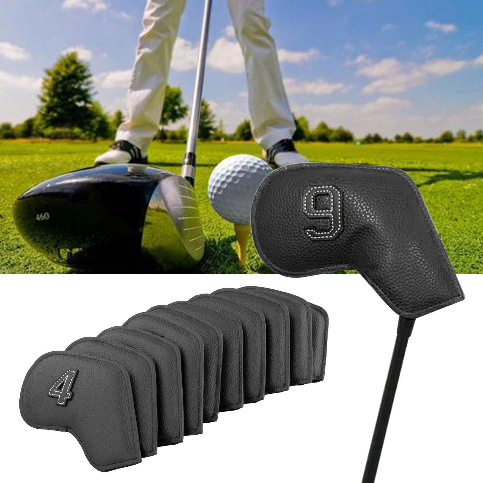 10Pack Golf Iron Headcover, 4-9,P,S,A,x Club Head Cover for All Black