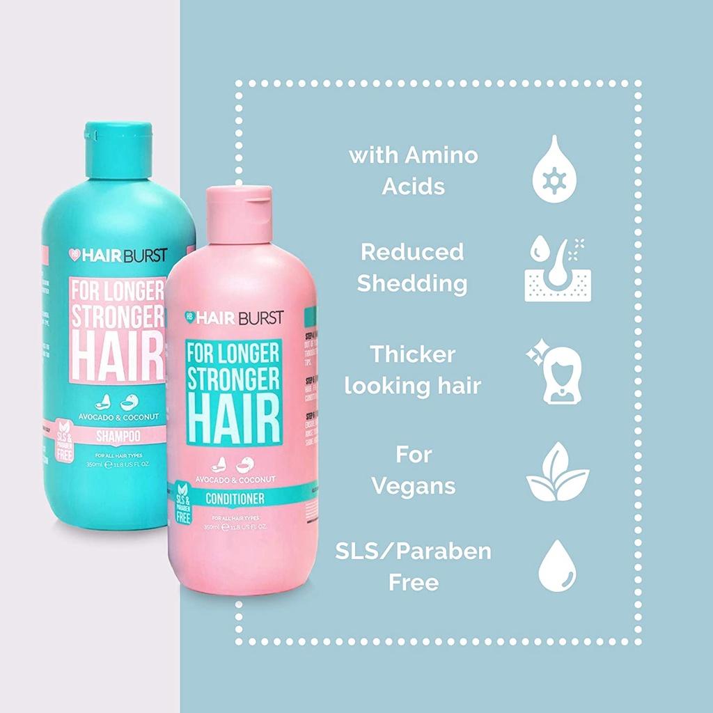 Combo set gội xả Hairburst 350ml/chai + Kẹo dẻo kích thích mọc tóc, chắc khỏe Chewable Hairbust 60 viên