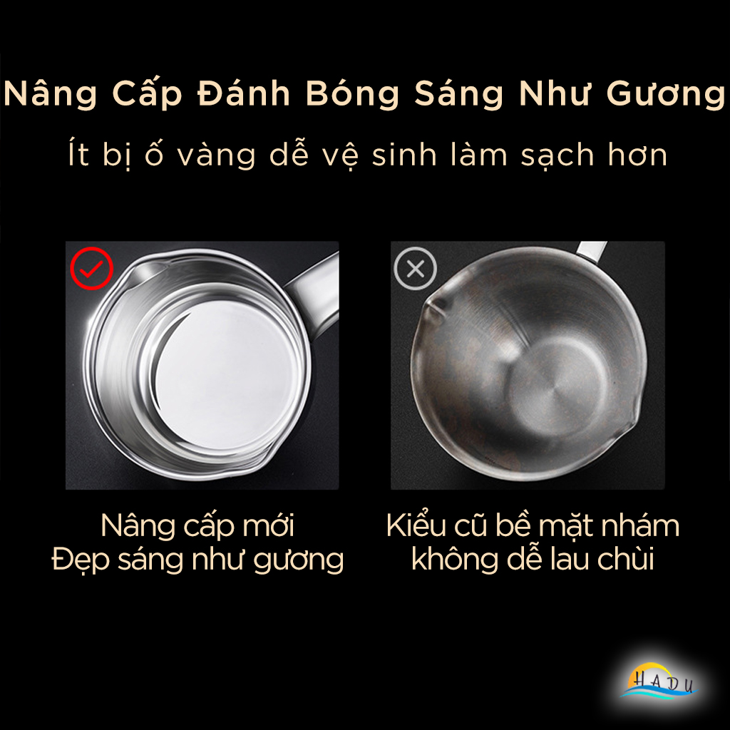 Nồi Đun Nóng Dầu Ăn Sữa Nấu Bột Mini 350ml Inox 304 Cao Cấp Đạt Chất Lượng LFGB Đức SSGP