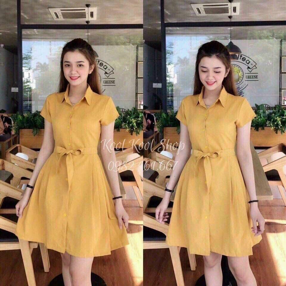 ĐẦM SƠ MI CHẤT LIỆU CHÉO NHUNG