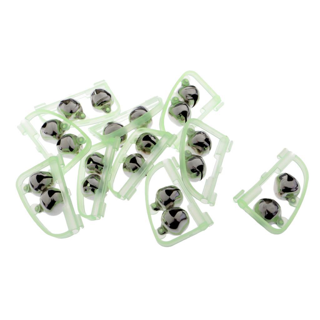 2x10Pcs Fishing Bite Alarms Bell 2 Bells Rod Tip Ring Fishing Rod Bell
