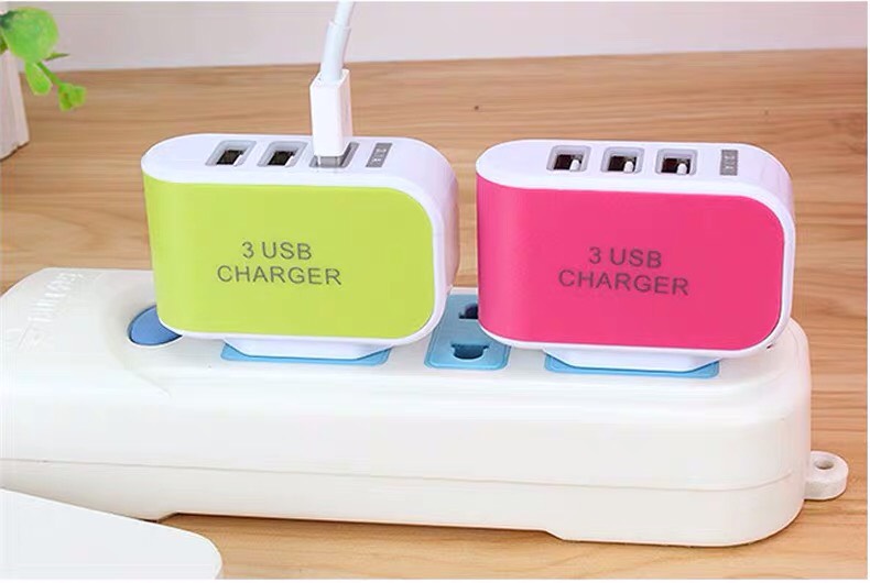 Ổ cắm sạc điện thoại, Ổ cắm sạc 3 cổng USB tiện lợi - chất liệu nhựa ABS - củ sạc có đèn cực đẹp - OCS