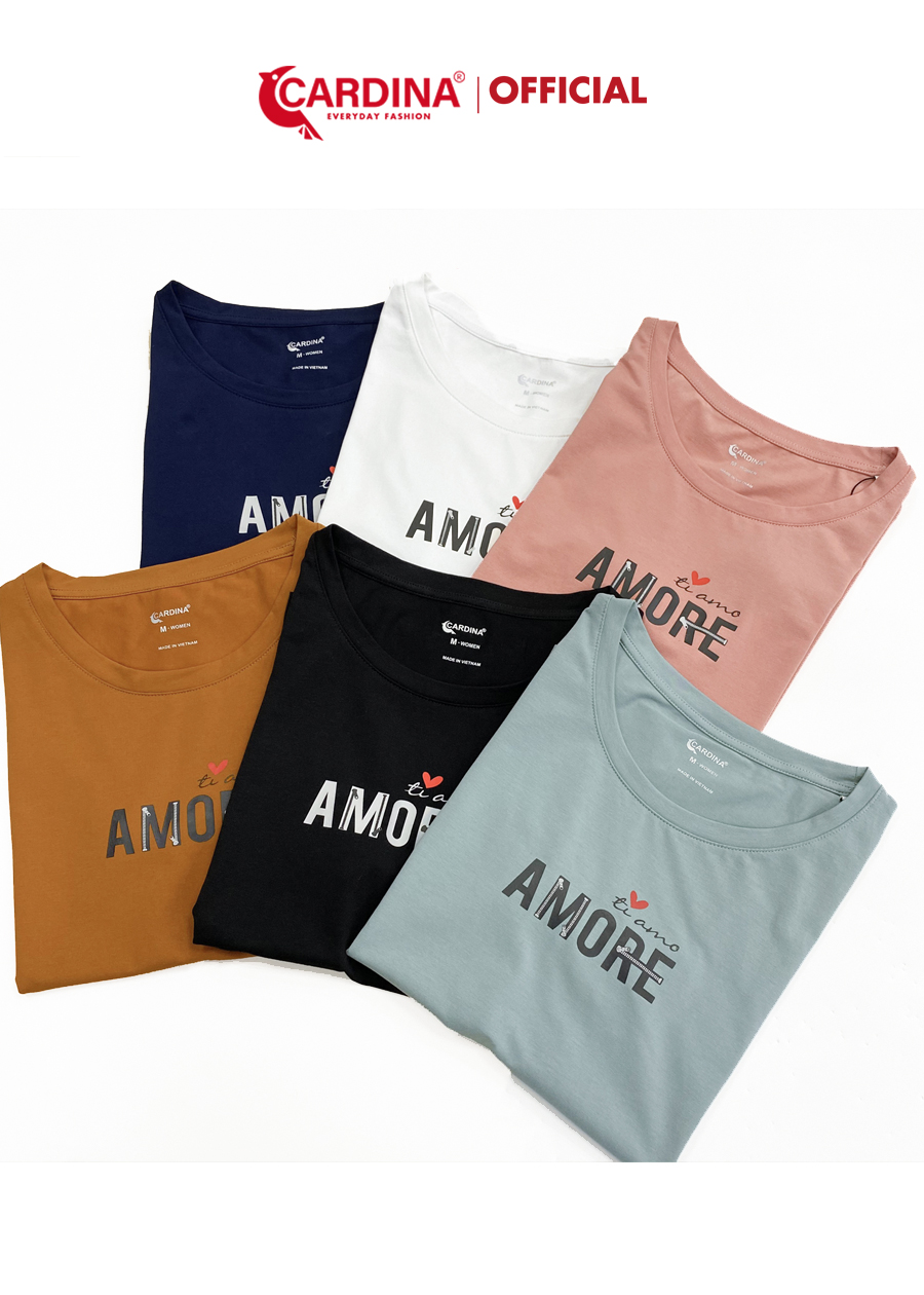 Đồ Bộ Nữ CARDINA Chất Cotton Cao Cấp Kiểu Dáng Thể Thao Bộ Mặc Nhà Áo Cộc Tay In chữ Quần Lửng 2CF02