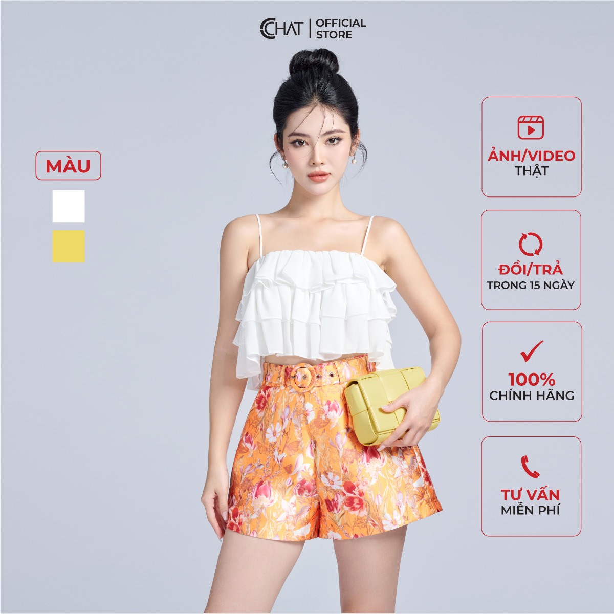 Áo 2 Dây Kiểu Bèo 3 Tầng Chất Voan Cao Cấp Phong Cách Trẻ Trung Thanh Lịch 12AAV2003ST