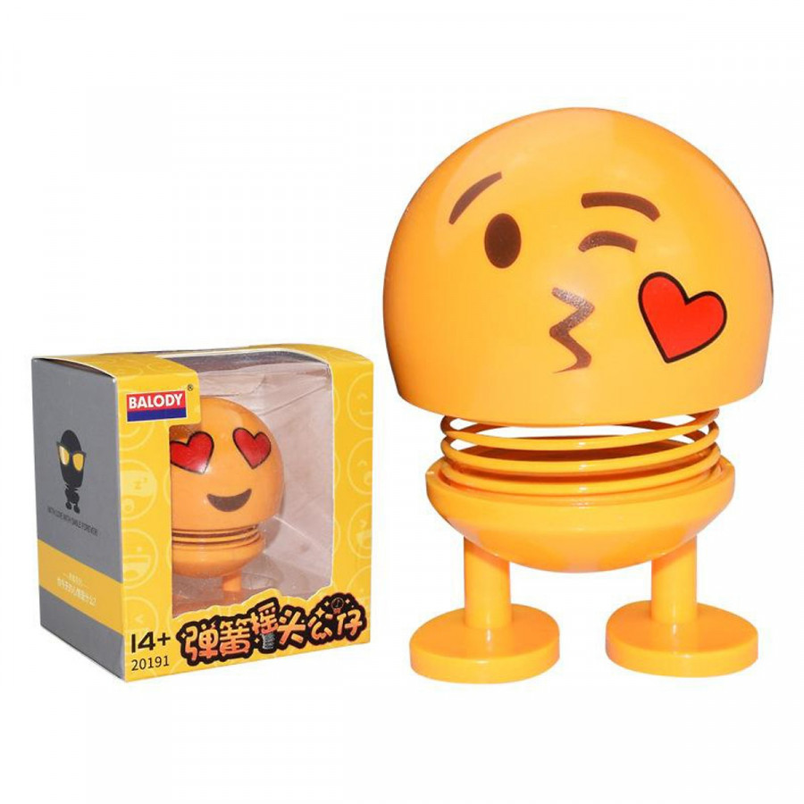 Emoji lò xo lắc đầu thú nhún mặt cười cảm xúc để trên xe, trên bàn