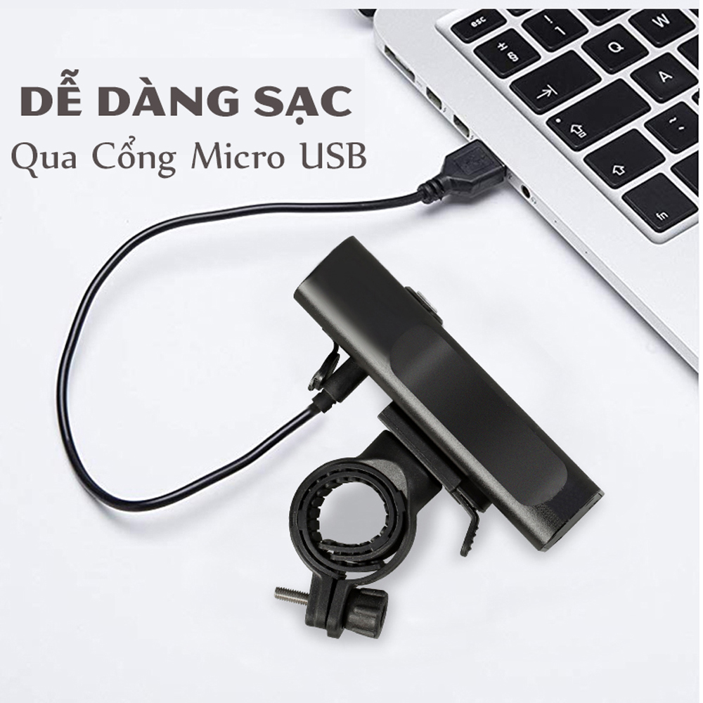 Bộ Đèn Pha Trước Xe Đạp Có Sạc USB Siêu Sáng Cao Cấp Chống Nước và Đèn Hậu Phía Sau Dành Cho Xe Đạp Địa Hình, Xe Đạp Thể Thao Giúp Đạp Xe An Toàn Ban Đêm - Hàng Chính Hãng