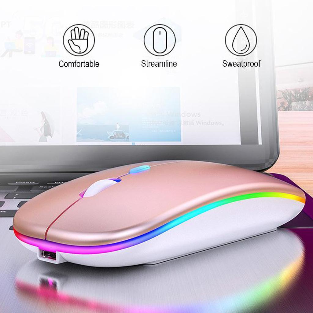 LED Silent Mute Wireless Mouse Optical Mice with Receiver - Gray