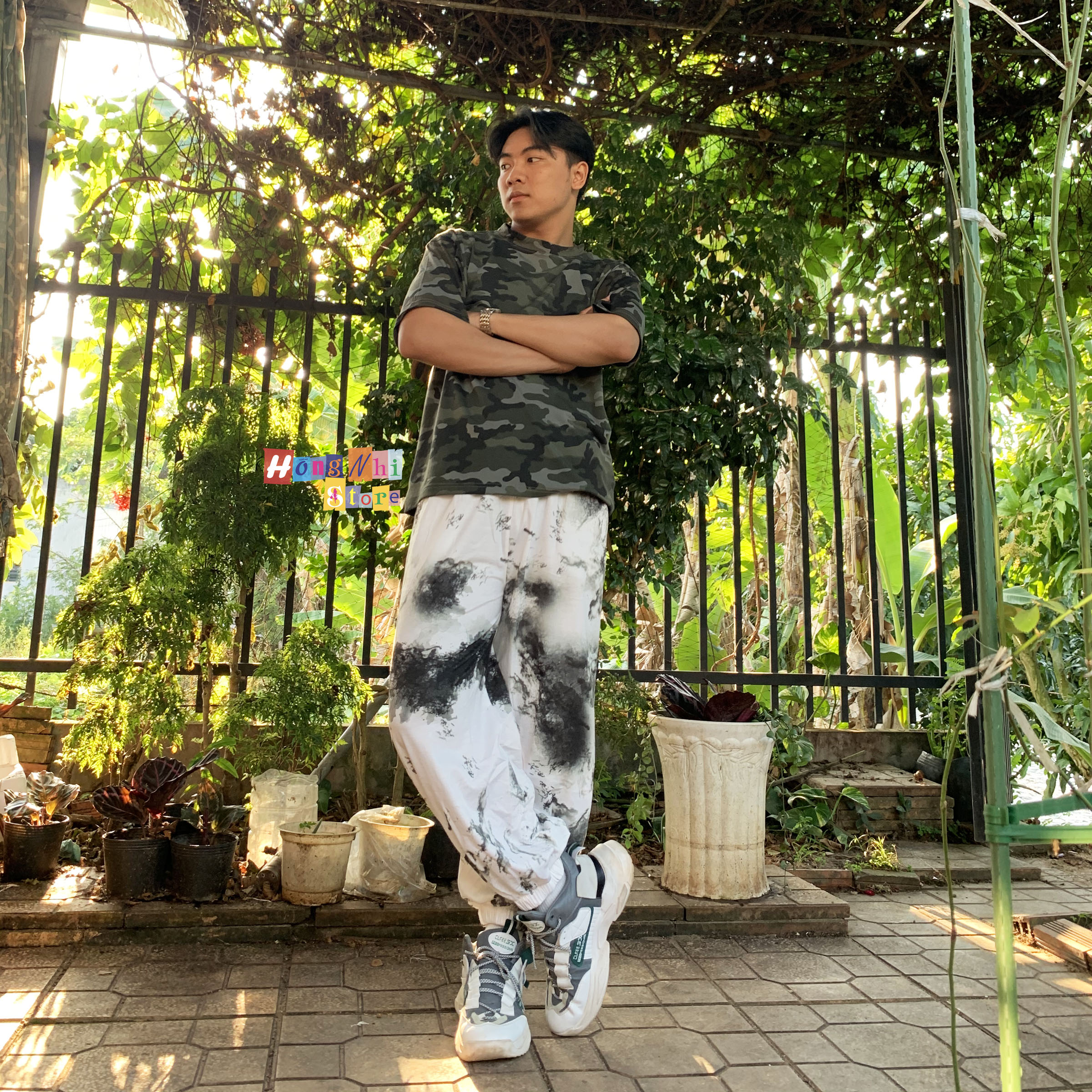 Quần Jogger 3D Ulzzang Unisex Jogger Loang Màu Bo Lai Xám Đậm V2 - MM