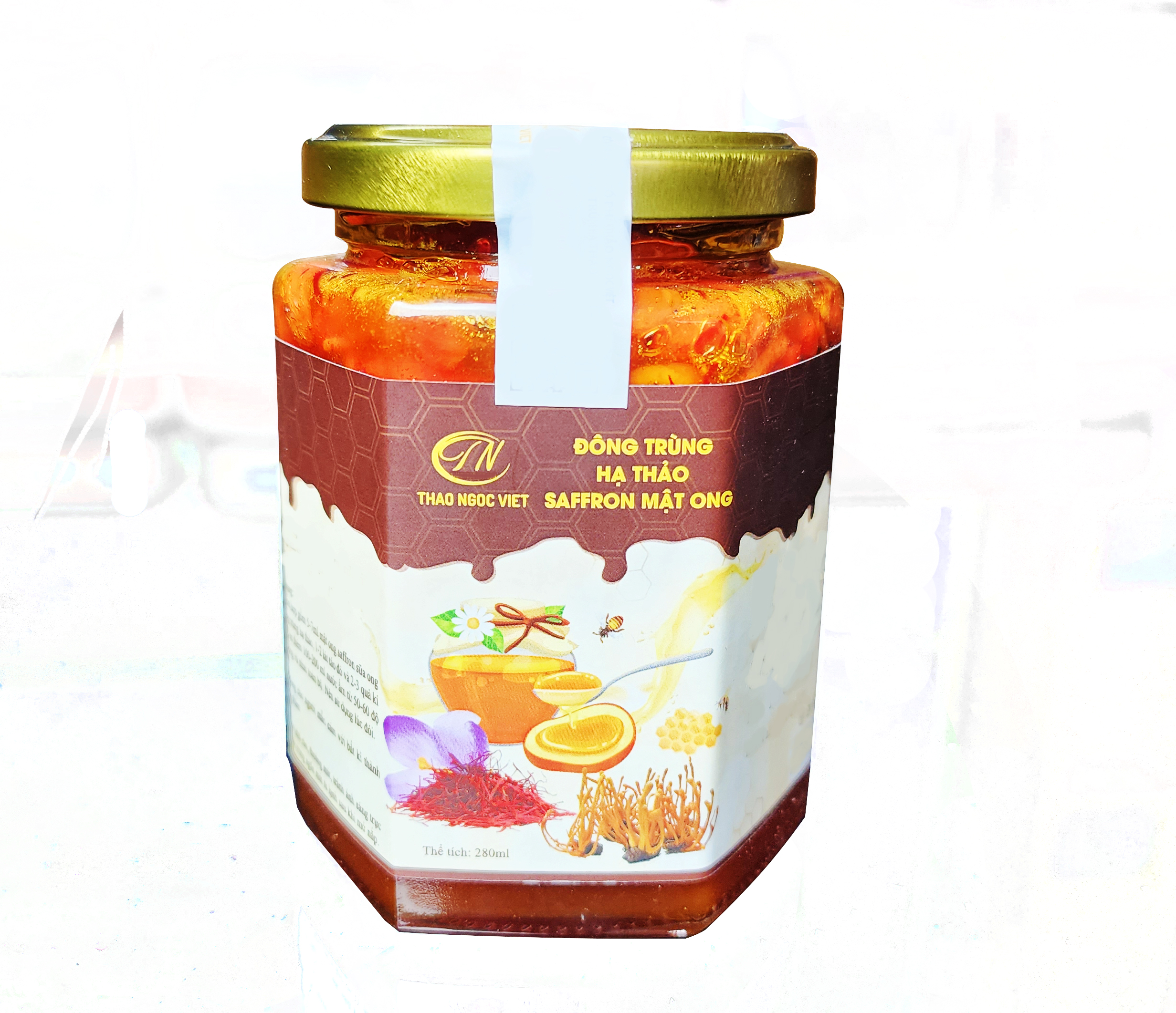 Mật ong saffron đông trùng hạ thảo táo đỏ kỉ tử sữa ong chúa 280ml