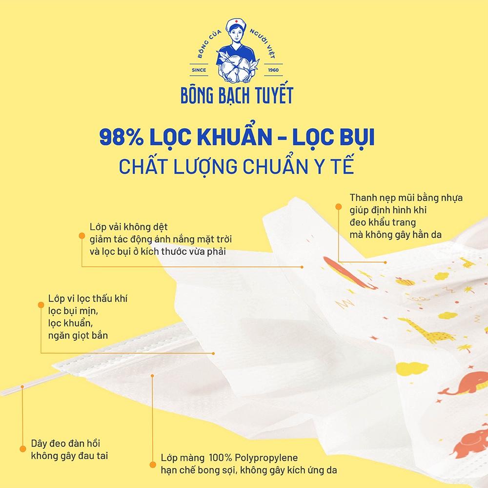 Khẩu trang Bông Bạch Tuyết Trẻ Em 3 lớp 6 - 11 tuổi