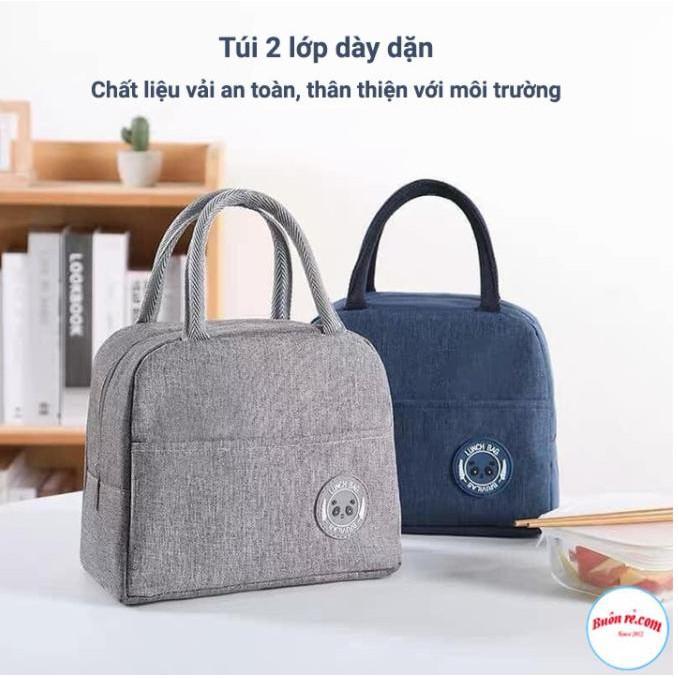 Túi Vải Giữ Nhiệt Họa Tiết Trơn Lịch Sự, Đựng Hộp Cơm Văn Phòng, Thức Ăn Vặt Tiện Lợi