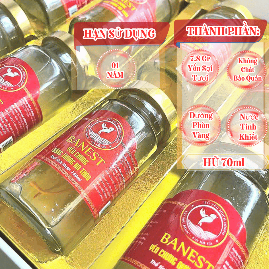 Yến Hũ 70ml chứa 7.8gr Yến Tiệt Trùng dành cho mọi lứa tuổi- Yến Sào Banest