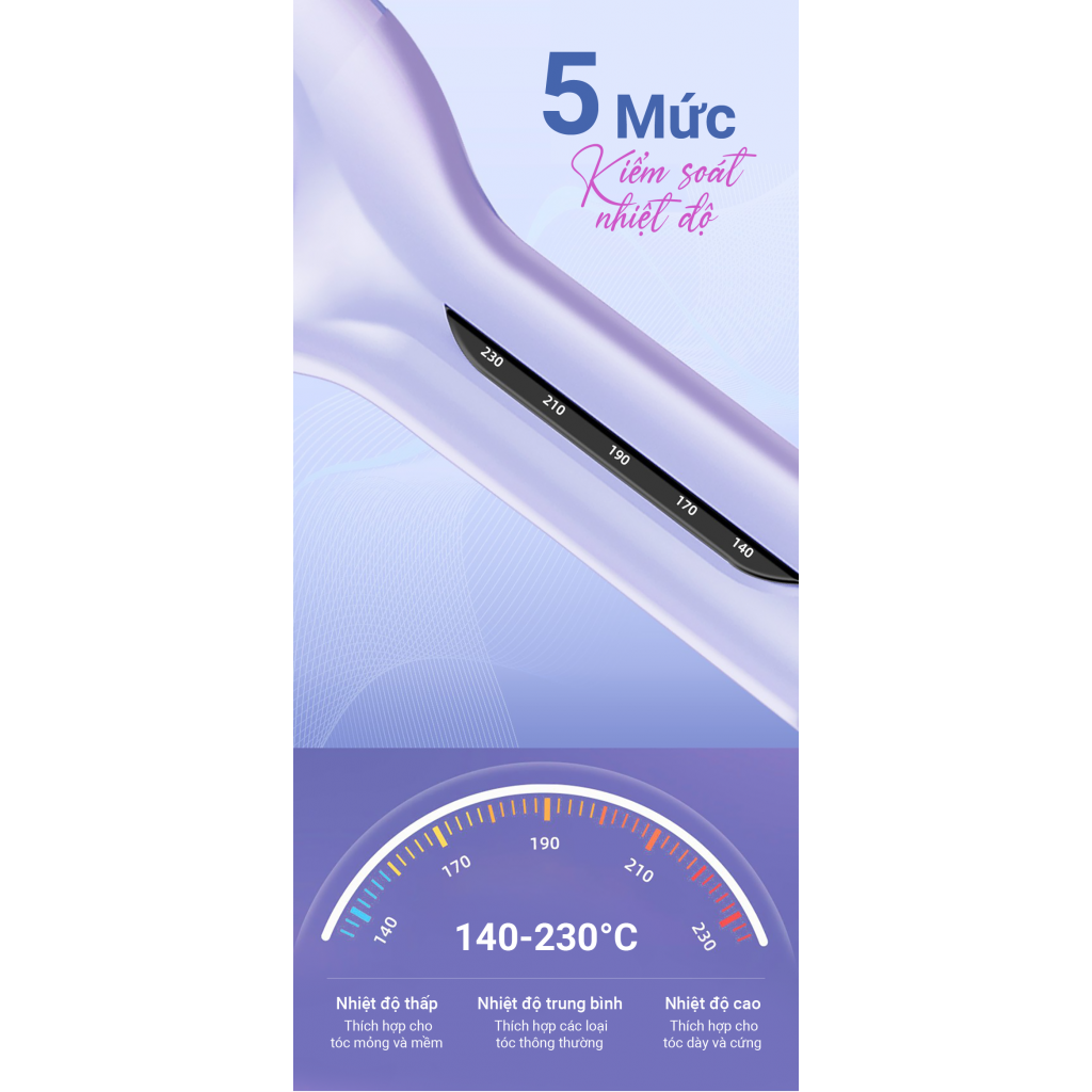 Máy uốn tóc Ion âm kiểu Pháp Life360 LF-MUP23 70W - Hàng chính hãng