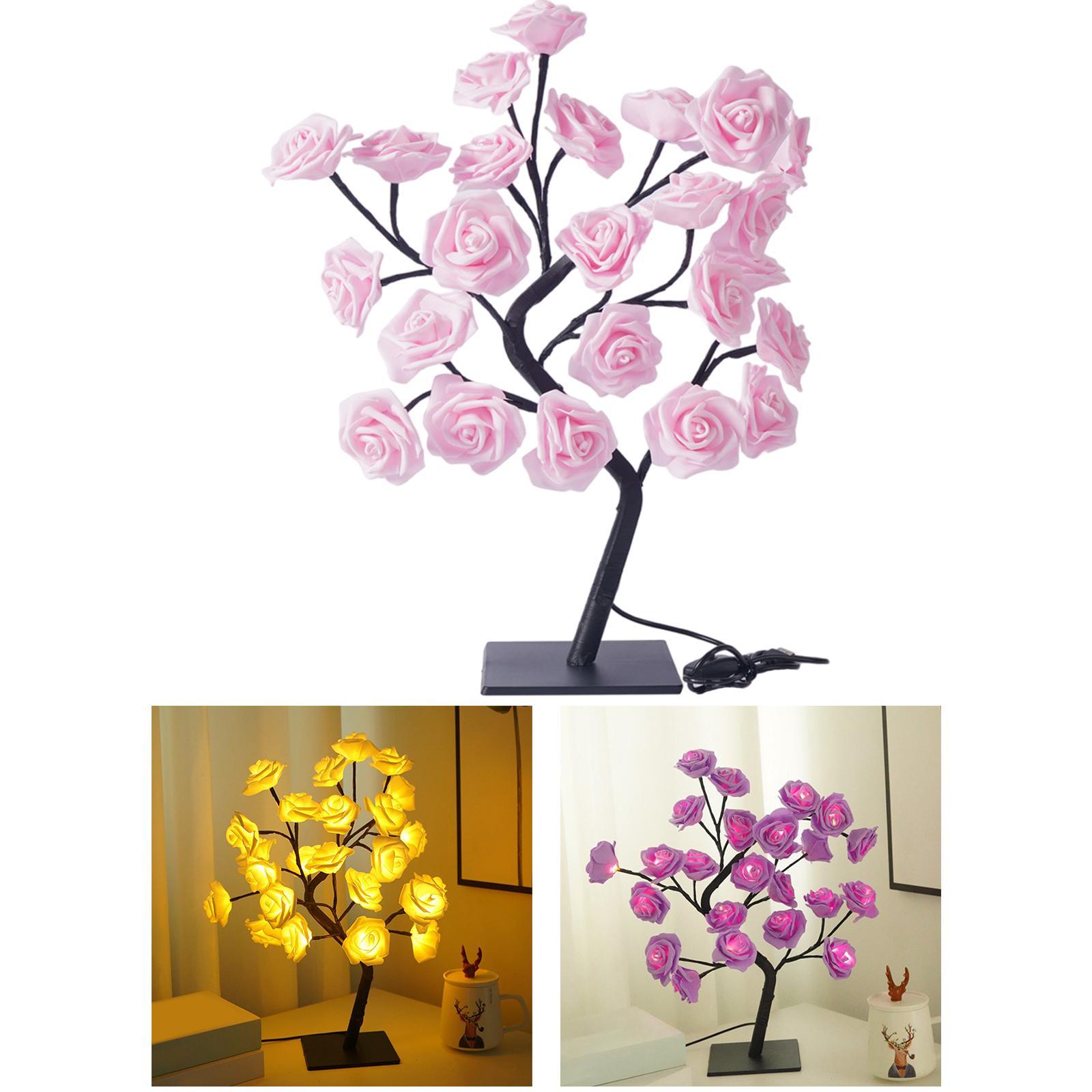 Table Lamp Rose Flower Desk Tree Light USB Powered Night Light Home Decor