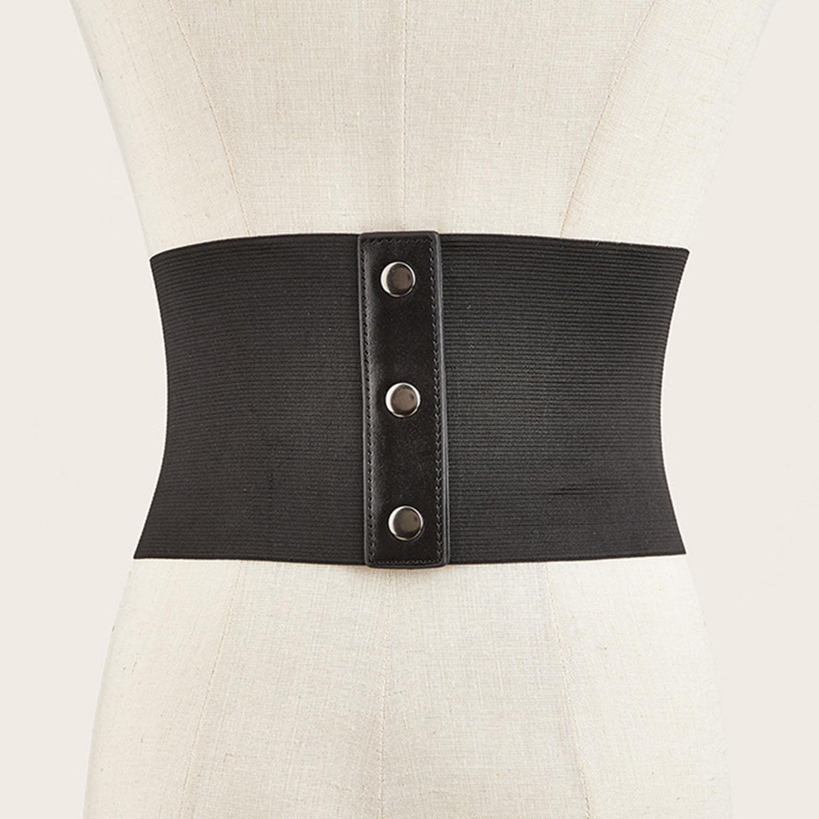 Women's Elastic Stretchy Wide Waist  Belt Fashion Dress Waistband Brown