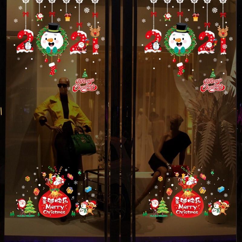 COMBO Decal trang trí Noel - 2021 phối Túi quà đỏ lớn