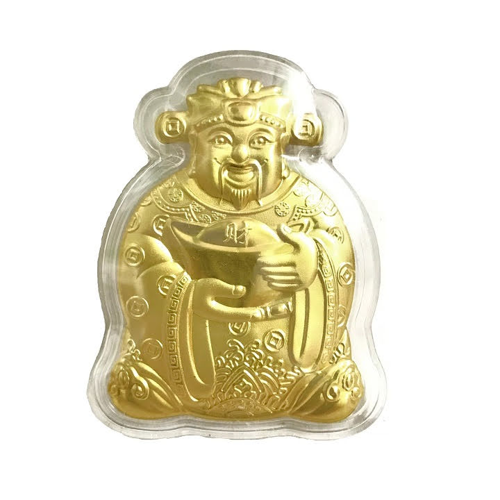 Ông Thần Tài Mạ Vàng Tặng Túi Gấm Lộc, dùng để treo trong nhà, trên cây hoa mai, làm quà tặng ý nghĩa dịp Lễ, Tết, kích thước 5x4cm, Màu vàng - TMT Collection - SP005427