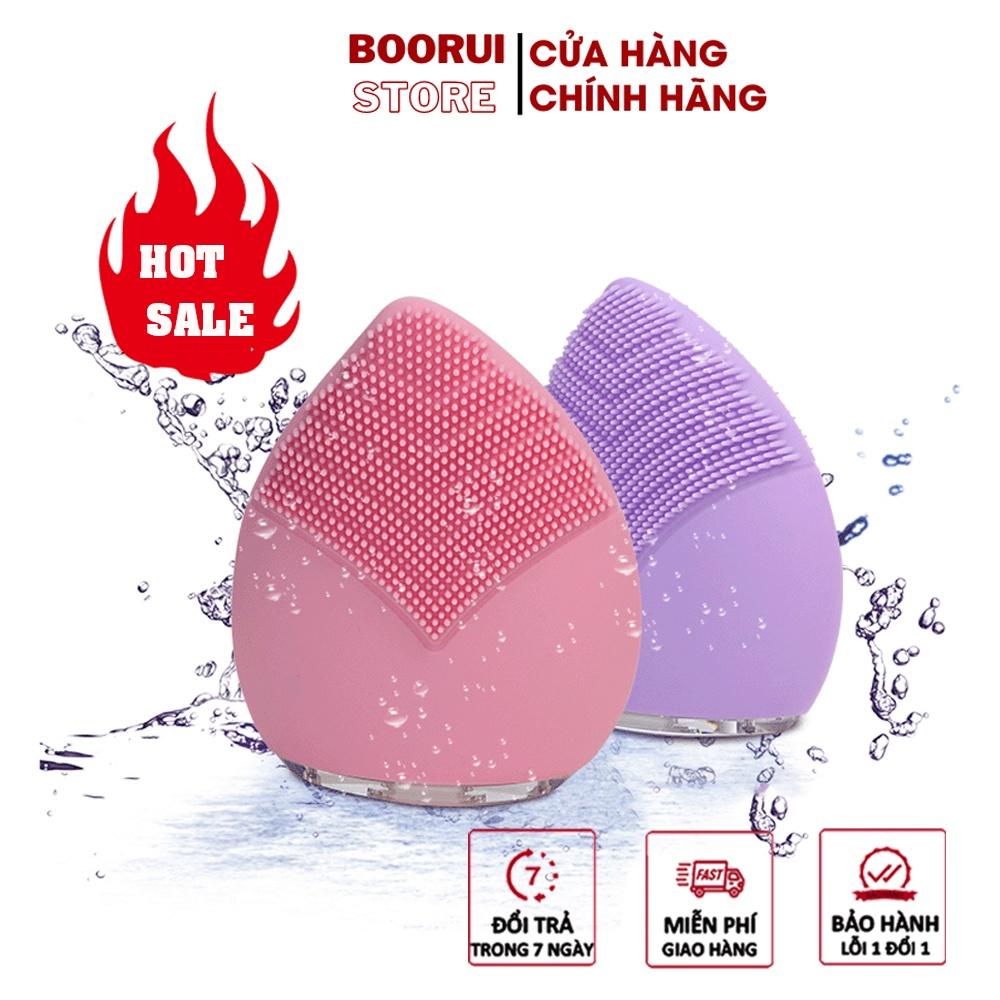 Máy rửa mặt mini massage BOORUI -1407: Silicone kháng khuẩn làm sạch sâu, tẩy da chết, làm đẹp da mặt, chông nước