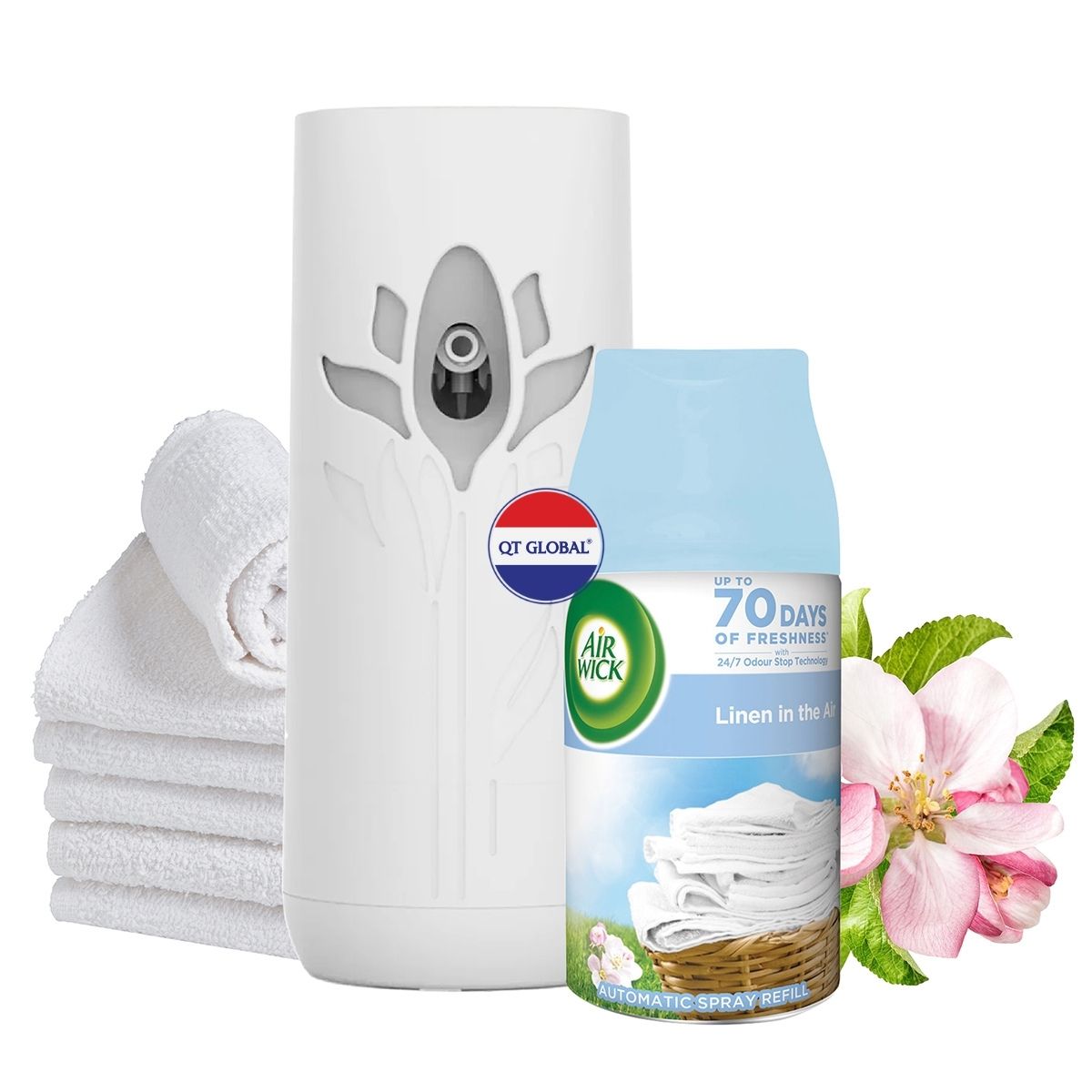 Bộ xịt thơm phòng tự động Air Wick Linen in the air 250ml QT06512 - hương hoa táo