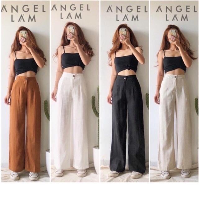 Quần đũi nhật ống rộng dài,quần culottes đũi ống rộng lưng cao 3 màu WINYSTORE