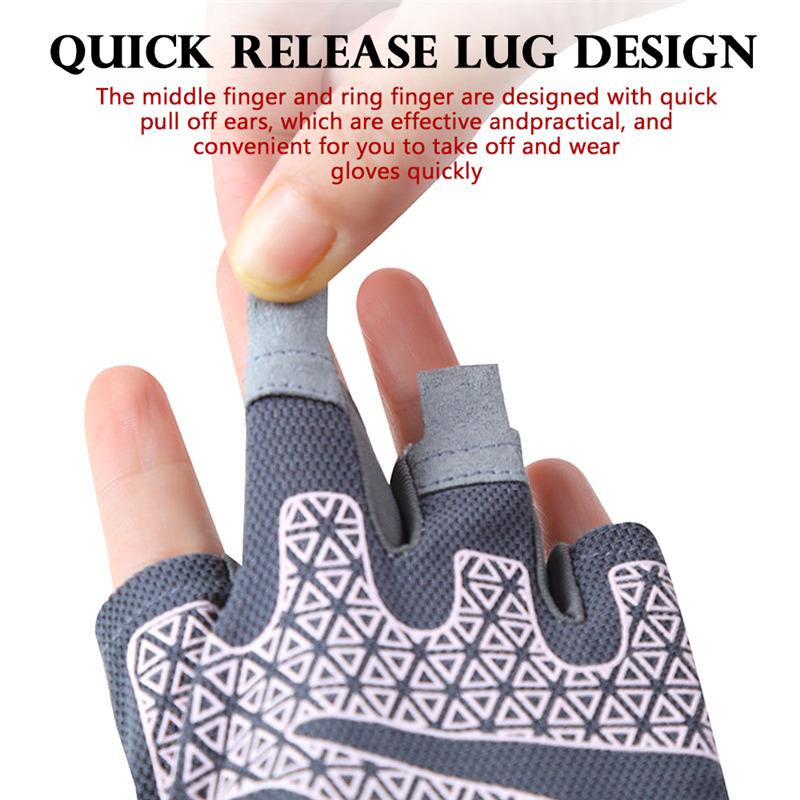 Găng tay đi xe đạp Găng tay thể thao nửa ngón Găng tay tập thể hình Silicone, Vải lưới đàn hồi cao Đệm thoáng khí Color: Black Size: L