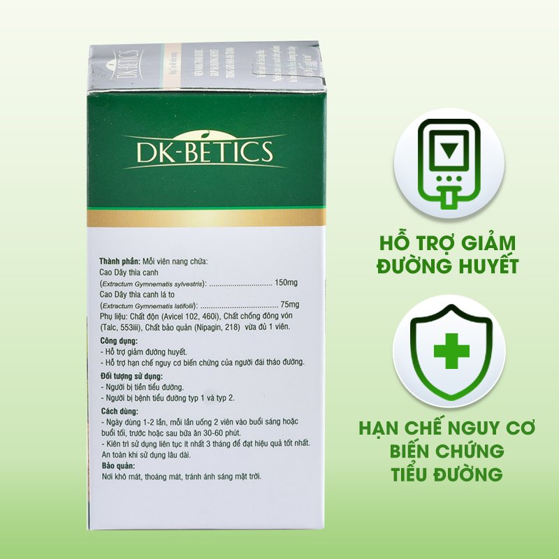 COMBO 3 HỘP Viên tiểu đường dây thìa canh lá to DK Pharma DK Betics, Hỗ trợ hạ và ổn định đường huyết - Hộp lớn 120 viên