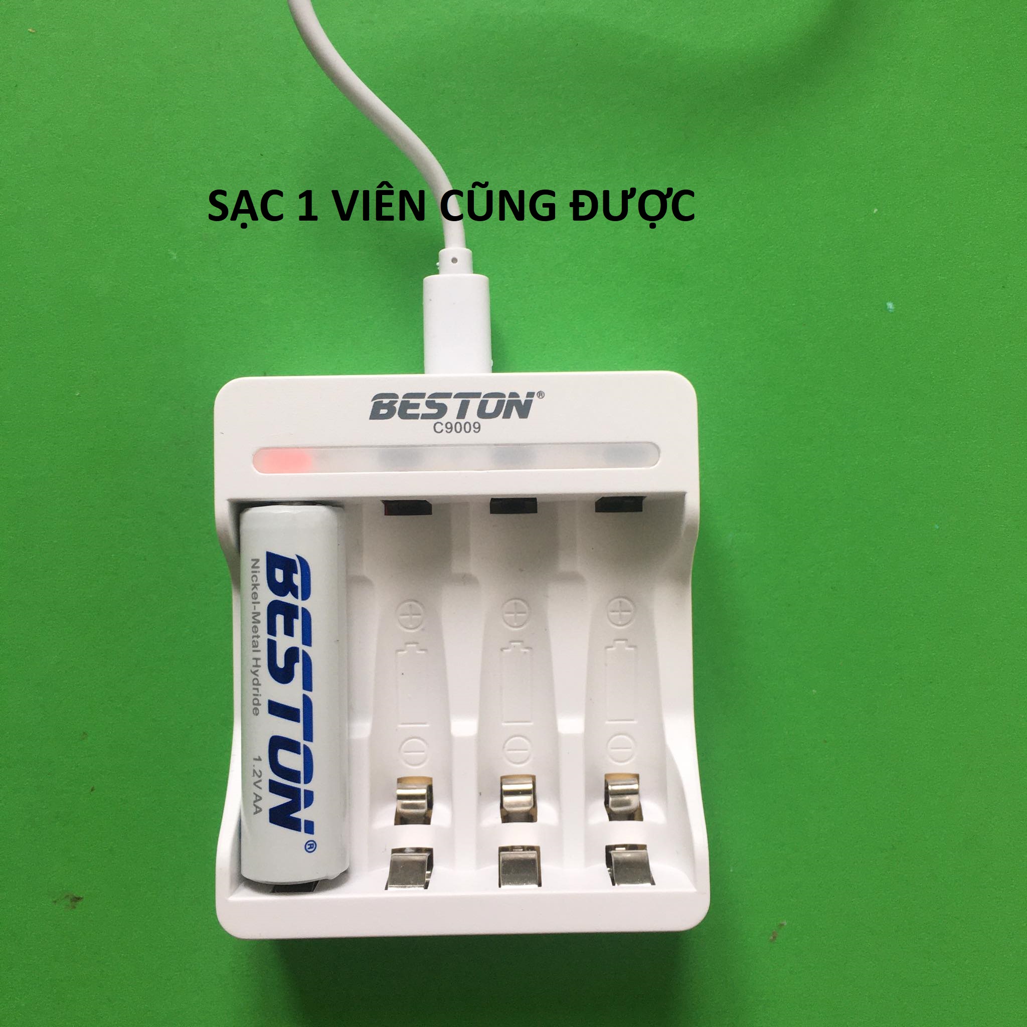 Combo 4 pin sạc AA 3000mAh kèm sạc BESTON C9009 - sạc nhanh tự ngắt - có đèn báo pin đầy - Hàng  nhập khẩu