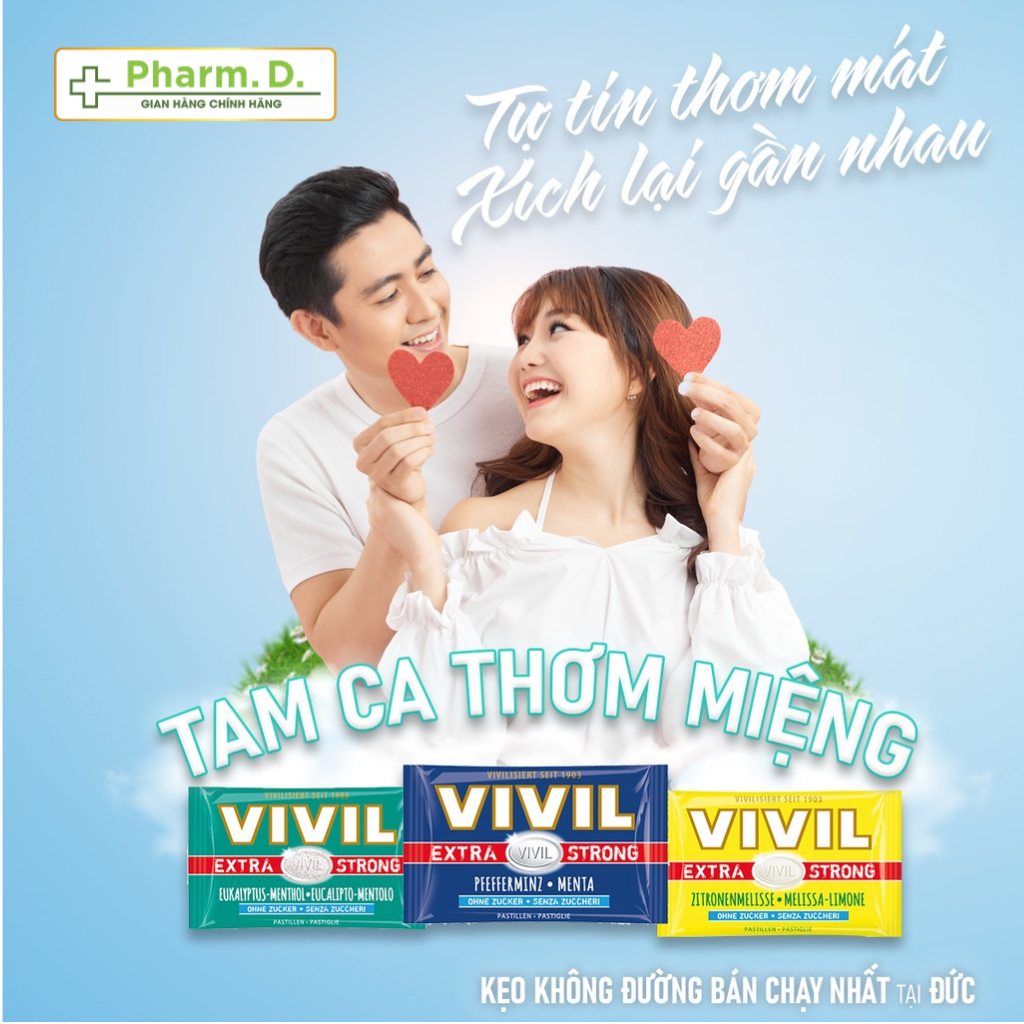 Kẹo Ngậm Không Đường VIVIL Extra Strong Sugar Free Hỗ Trợ Sức Khỏe, Giảm Ho
