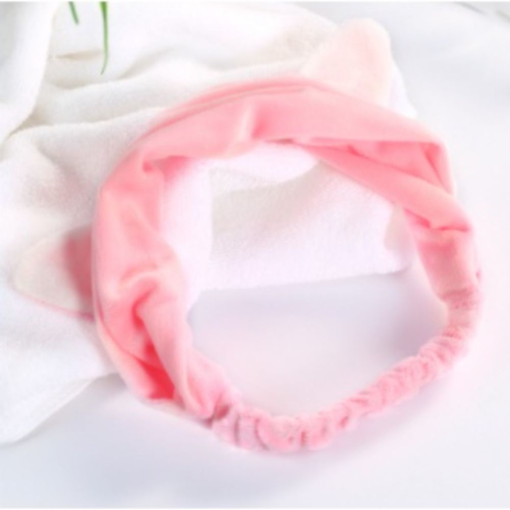 Băng đô tai mèo vải nhung co dãn, cực kỳ mềm mại màu hồng siêu kute