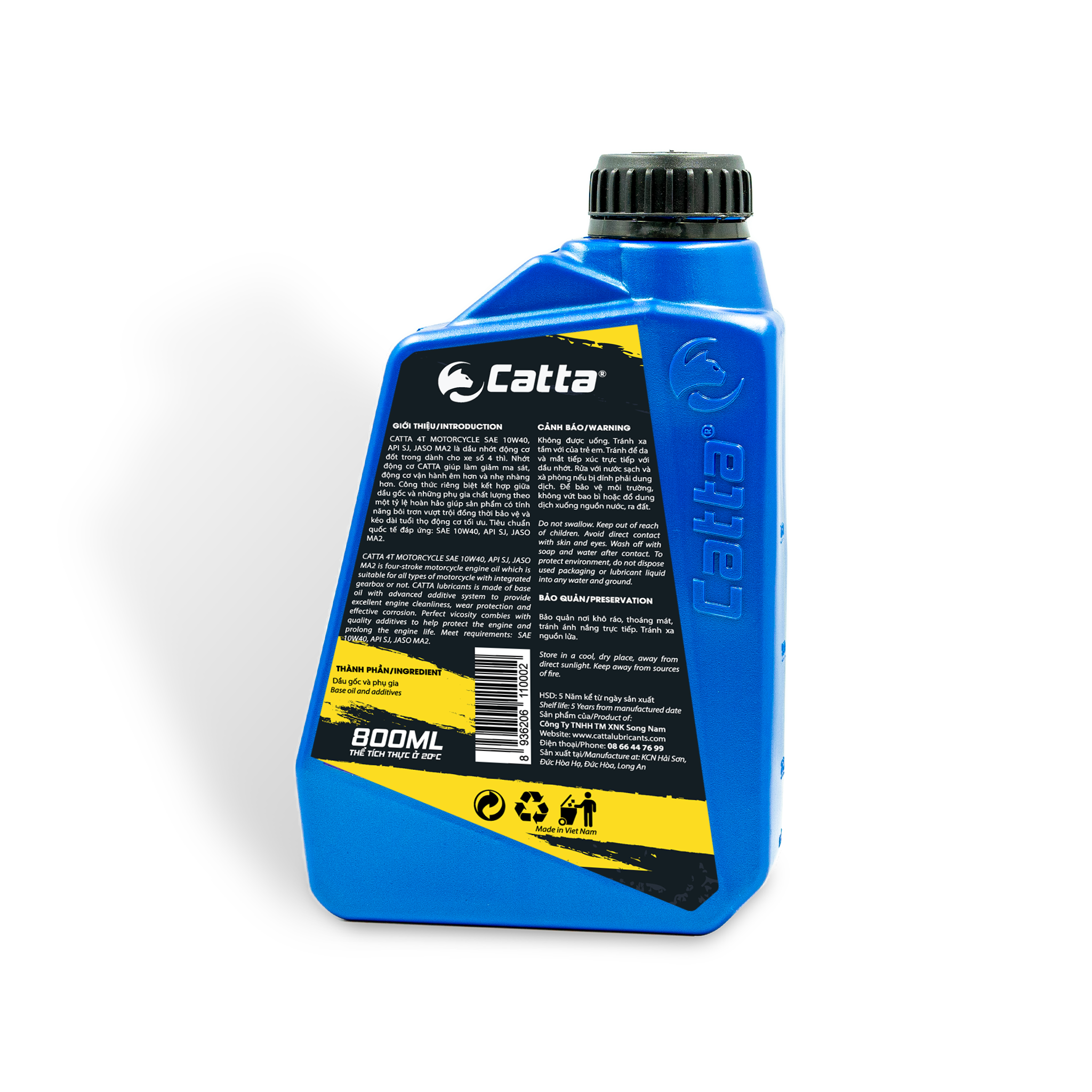 Nhớt xe số CATTA 4T MOTORCYCLE 800mL - SAE 10W40, API SJ, JASO MA2 - Hàng chính hãng