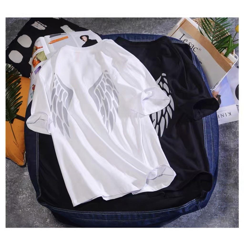 Áo Phông Ngắn Tay Nam Nữ Phản Quang Đôi Cánh Thiên Thần Phát Sáng, Áo Thun Cotton Unisex Rẻ Và Đẹp