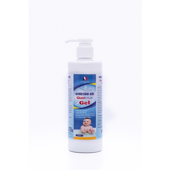 Chai Nước Tắm Gội Thảo Dược Sạch Da Dịu Nhẹ An Toàn Ngăn Ngừa Rôm Sảy Quablue Gel Chai 250ml