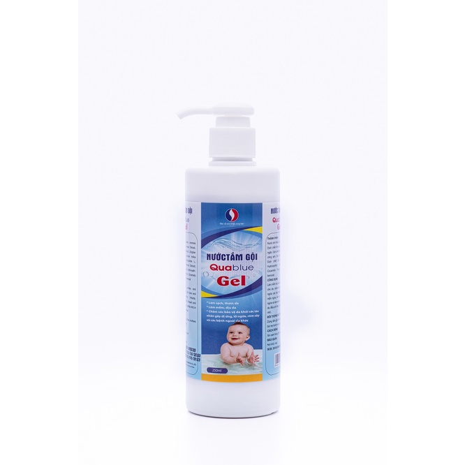 Chai Nước Tắm Gội Thảo Dược Sạch Da Dịu Nhẹ An Toàn Ngăn Ngừa Rôm Sảy Quablue Gel Chai 250ml