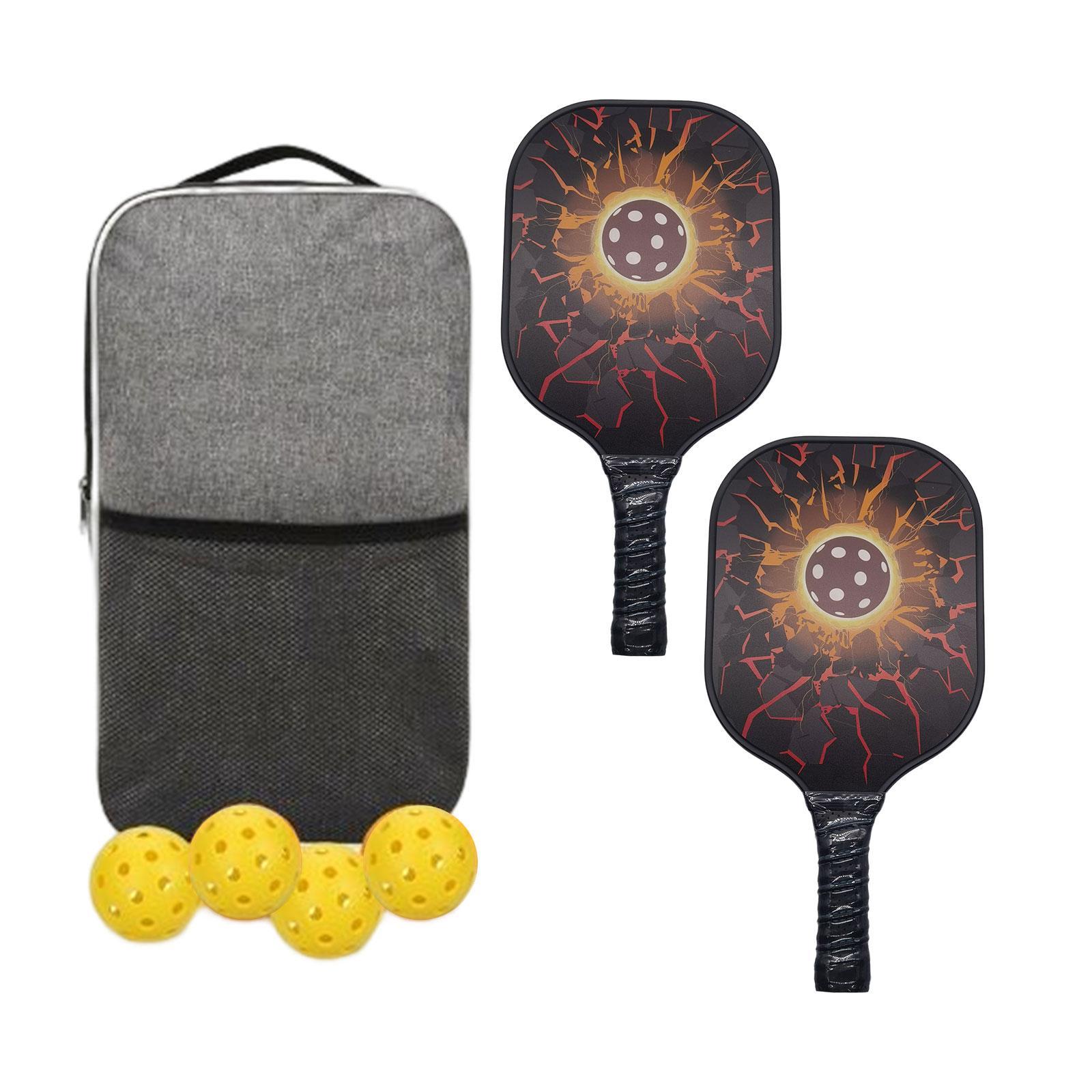 Pickleball Paddles Set of 2 Indoor Outdoor Pickleballs Balls with Storage Bag Pickleball Racquets  for Beginner to Advanced Player