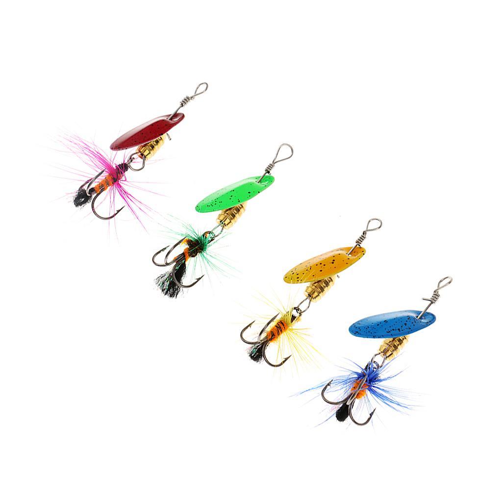 Pack of 4 Pcs Spinner Bait Fishing Lures Simulation Bait with Treble Hooks