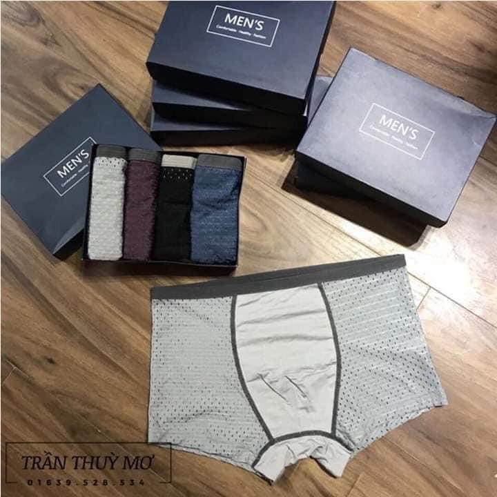 Hộp 4c quần sịp đùi, sịp chéo MEN nam thông hơi siêu mát