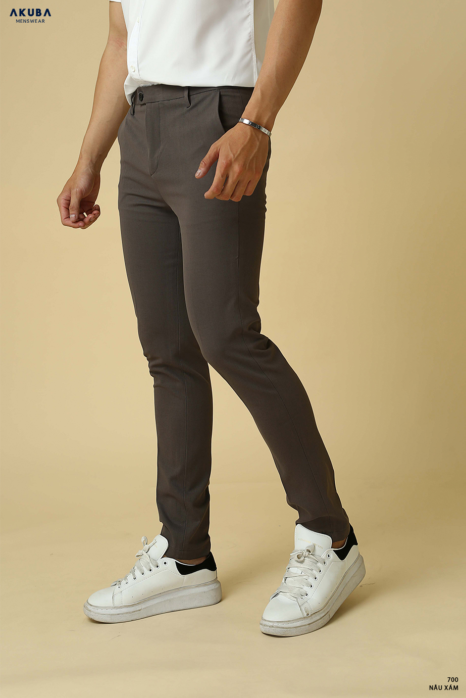 Quần âu kaki nam Akuba ống suông công sở form slimfit vải chống nhăn co giãn nhẹ | 700