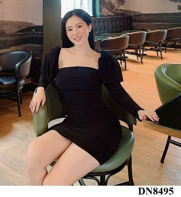 Đầm body tay rút phồng bẹt vai