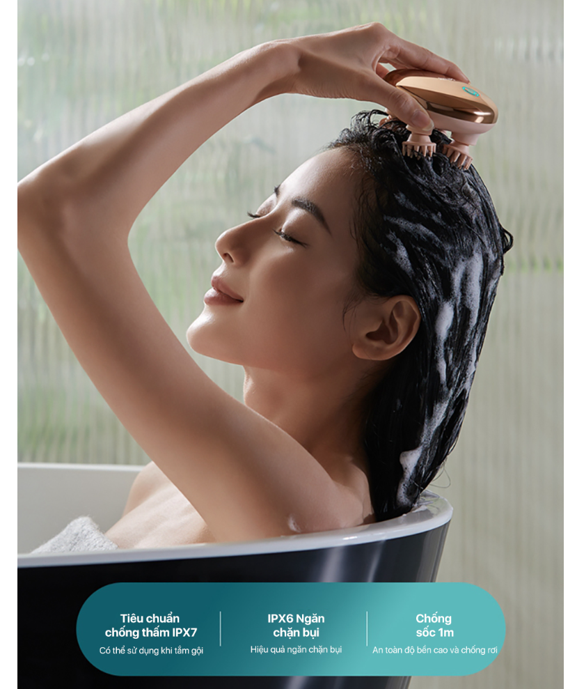 Máy massage đầu Philips PPM1301 mô phỏng massage như các đầu ngón tay, 7 chế độ massage thư giãn - Hàng chính hãng