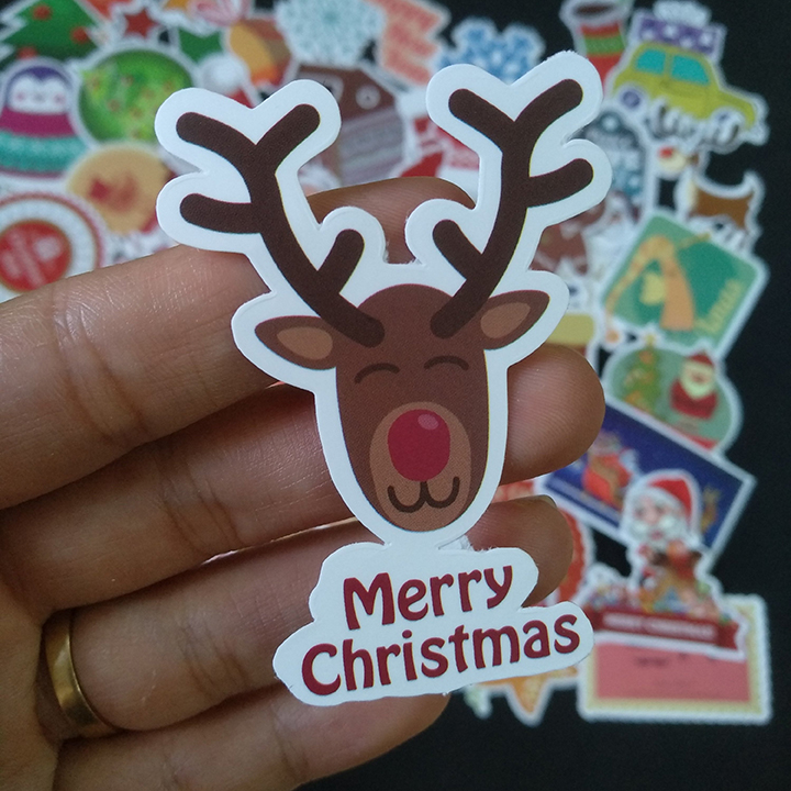 Bộ Sticker dán cao cấp chủ đề NOEL GIÁNG SINH - Dùng dán Xe, dán mũ bảo hiểm, dán Laptop