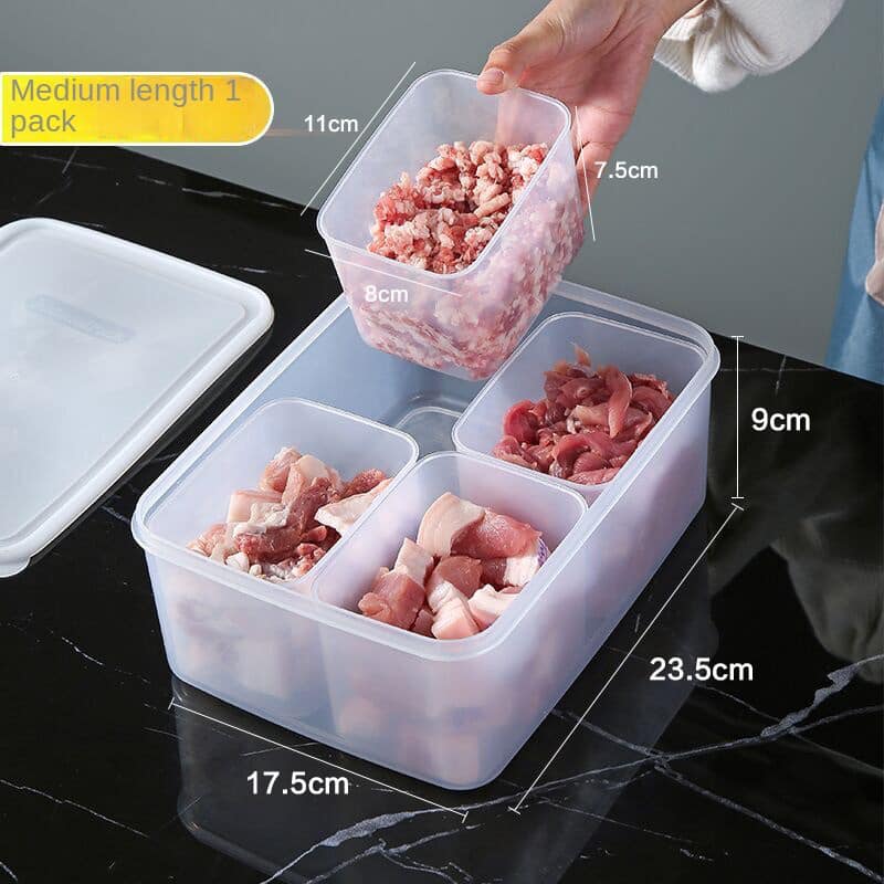 Hộp Bảo Quản Thực Phẩm Trong Tủ Lạnh 4 Ngăn Có Nắp Đậy Tiện Lợi