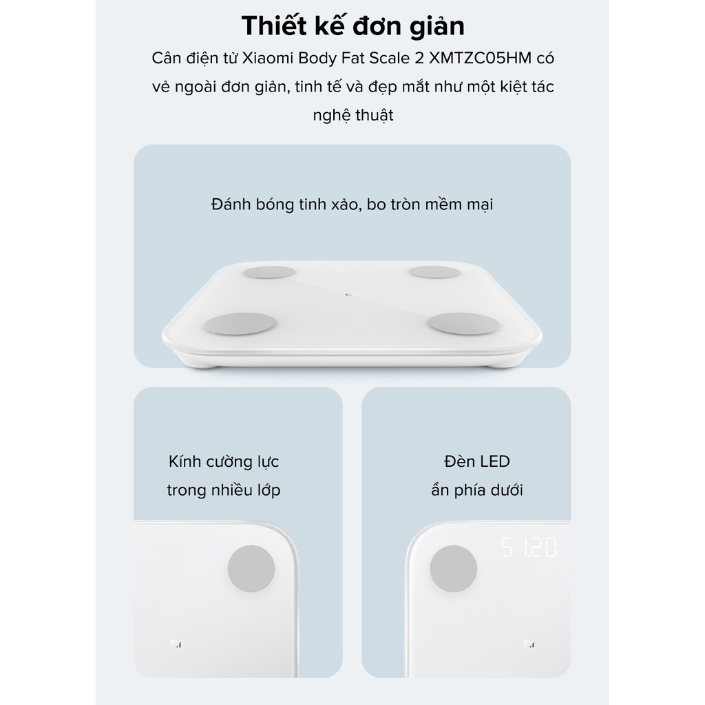 Cân Mi Body Composition Scale 2 - Hàng chính hãng - Cân Xiaomi thông minh phân tích sức khỏe gia đình Bluetooth 5.0