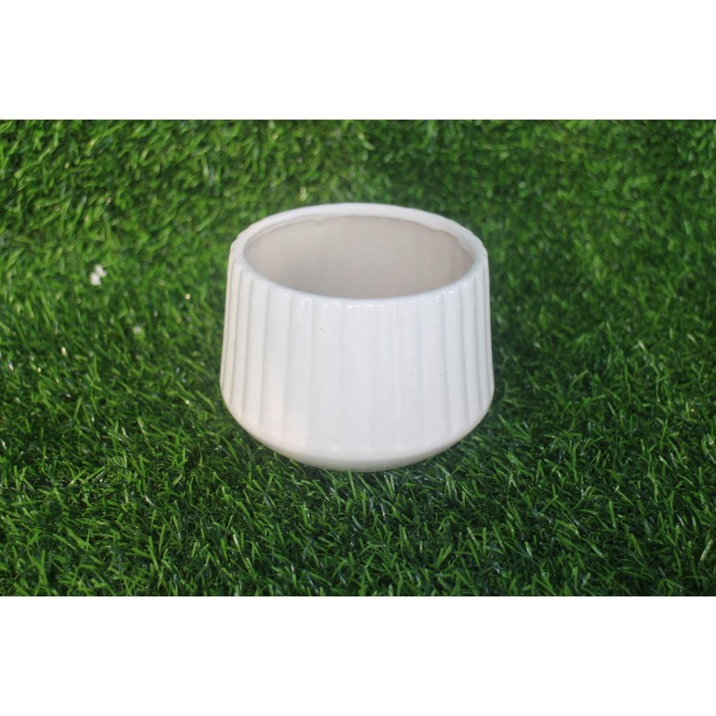 Chậu gốm sọc tăm dùng trồng cây, trồng hoa