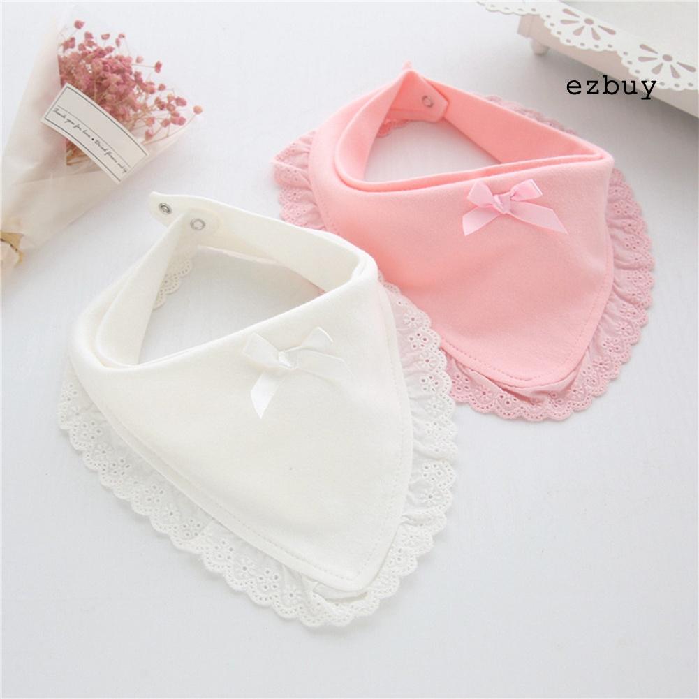 Yếm ăn cotton chống thấm nước phối ren xinh xắn cho bé gái