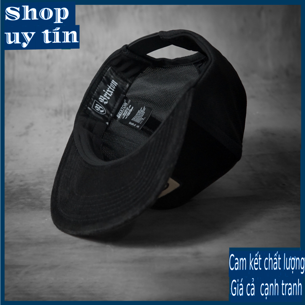 Freeship - MŨ NÓN KẾT LƯỠI TRAI SNAPBACK BRIX.TON ĐEN NHÃN NÂU NHẠT THỜI TRANG NAM NỮ CAO CẤP