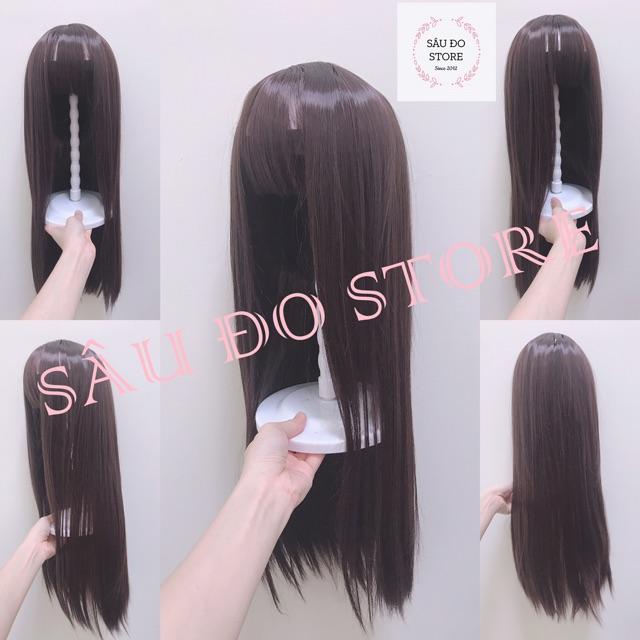 TÓC NGUYÊN ĐẦU THẲNG DÀI 60-65cm LƯỚI HOA CAO CẤP