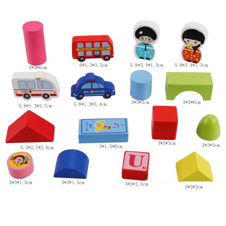 Đồ Chơi Xếp Hình Khối Bằng Gỗ 100 Chi Tiết: Chữ Cái,Số Đếm,Con Vật và Phương Tiện Giao Thông